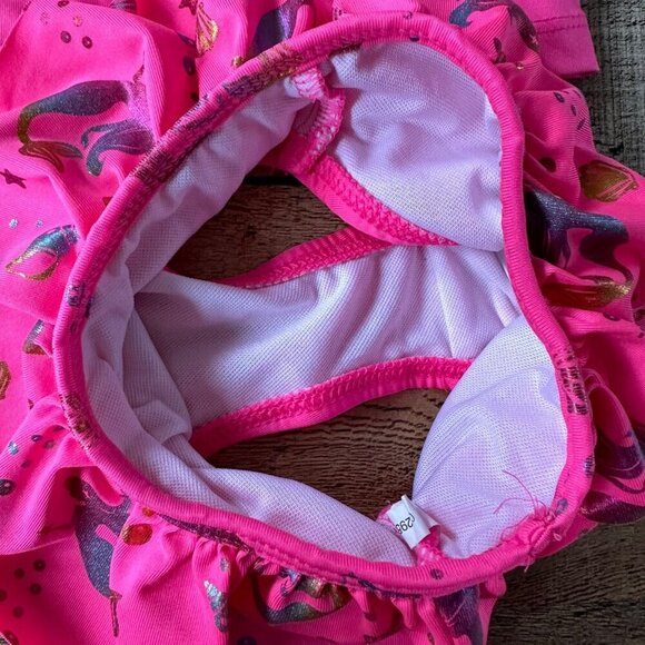 Lemon Kiss Baby Girls Neon Pink Barbie Pink Two Piece Ruffle Swimsuit Swim Wear - Picture 4 of 5